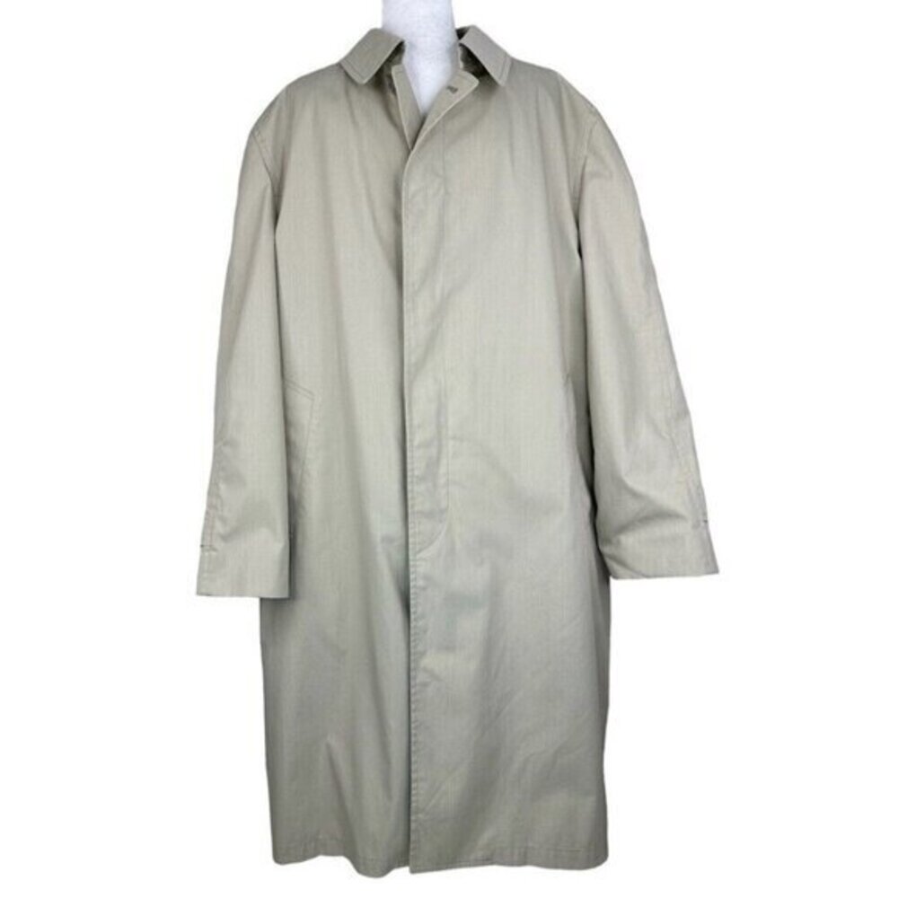 London Fog Men’s Tan Coastal Grandpa‎ Fur Lined Button Down Trench Coat 44R/C50